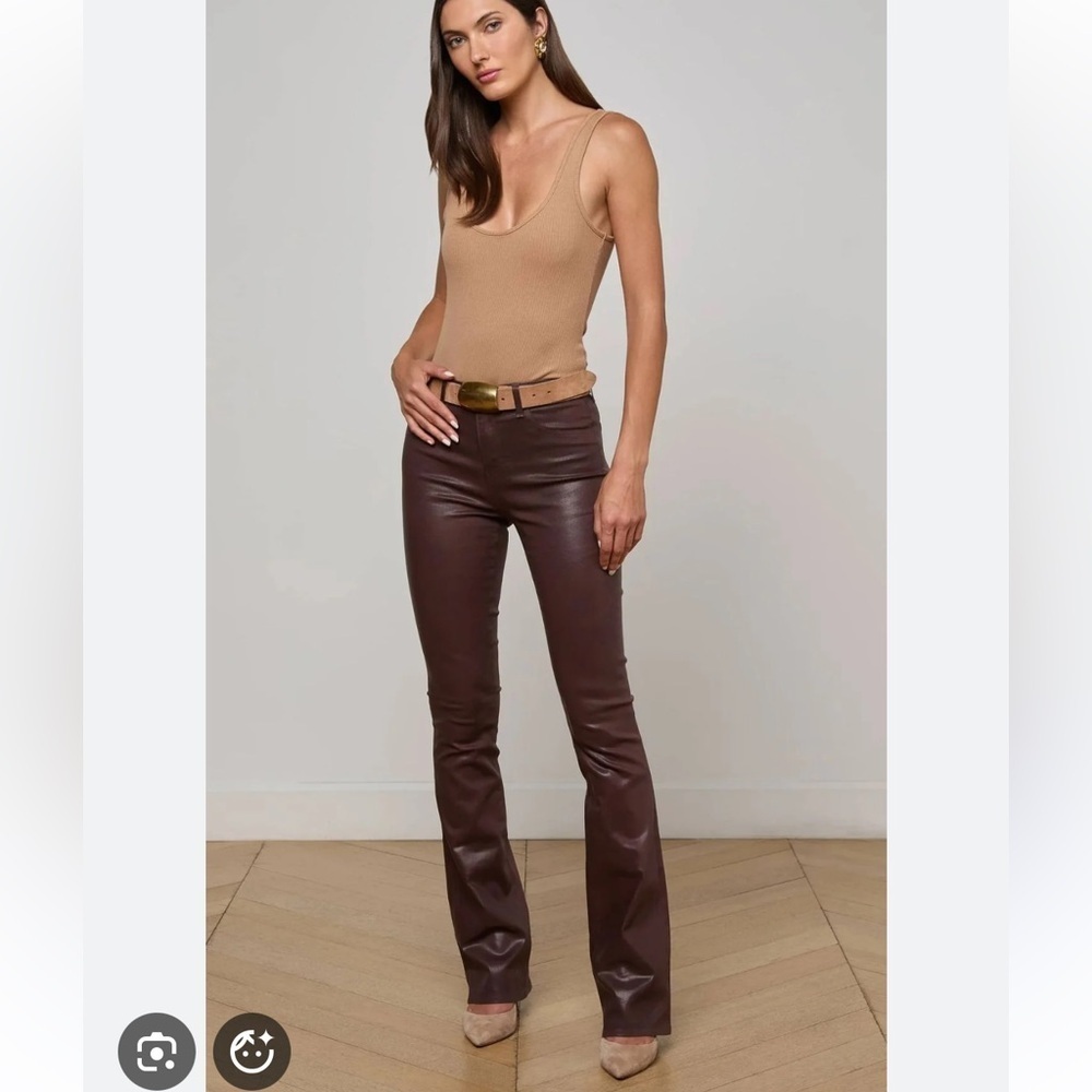 L'agence Selma High Rise Sleek Baby Boot Pants Size 26 In Coated Cocoa NWT